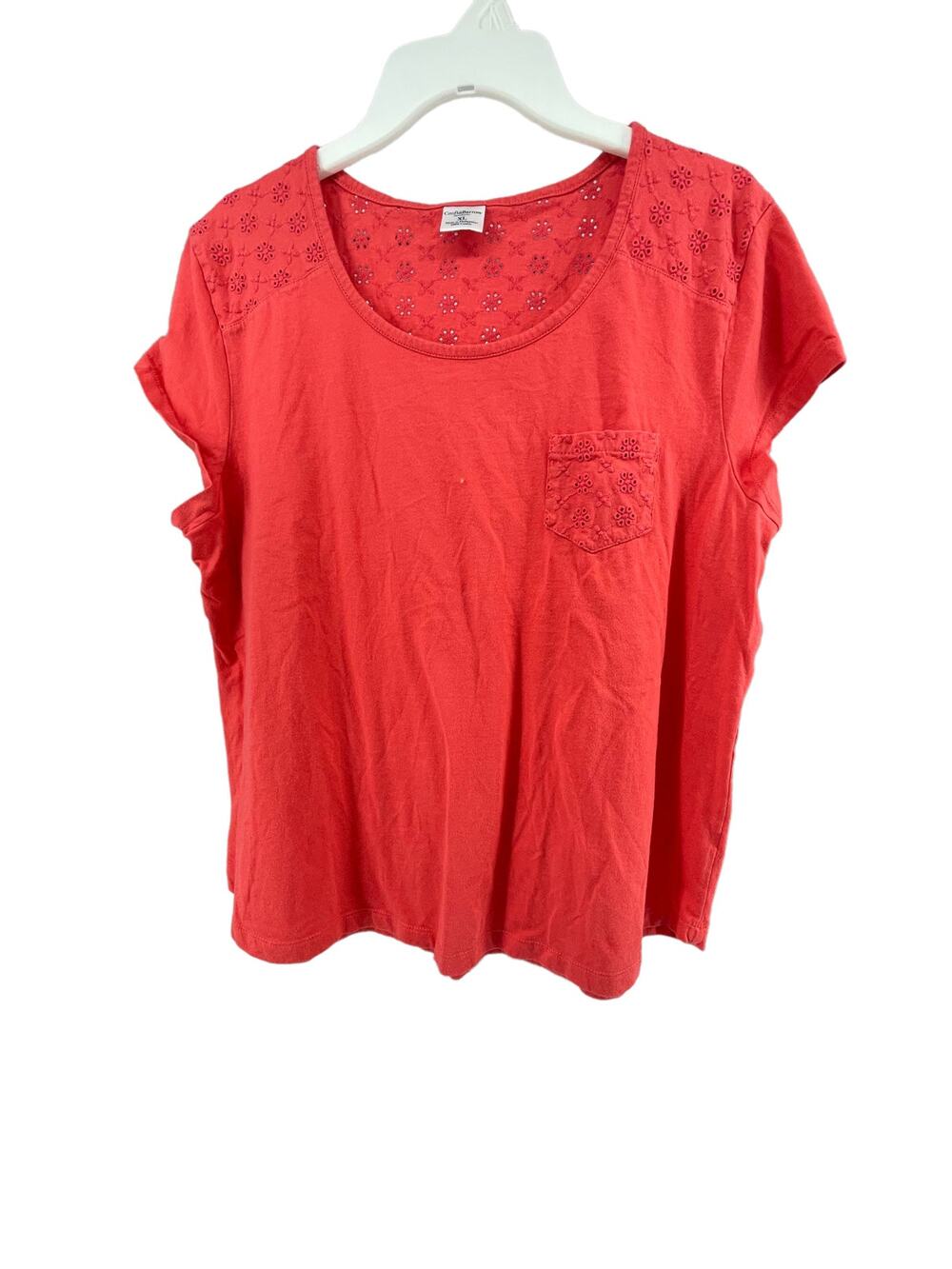 Croft & Barrow Intimates Red Eyelet Sleepwear Pajama Top Women's Size XL